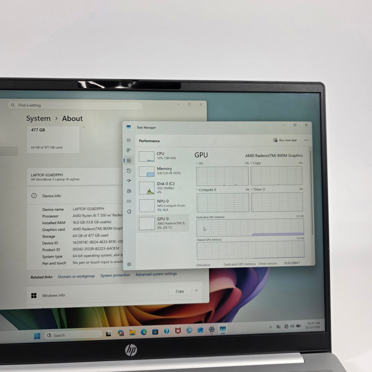 HP omnibook 5 16-AG1070WM Ryzen AI 7 350 2.0GHz 16GB RAM 512GB