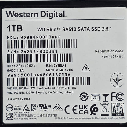 Western Digital 2.5" wd blue SA510 1TB SATA III 6Gbps SSD WDBB8H0010BNC