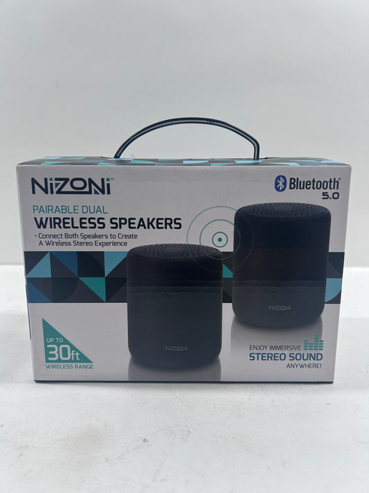 New Nizoni Pairable Dual Wireless Speakers Bluetooth Speaker Black