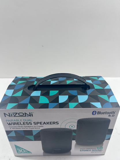 New Nizoni Pairable Dual Wireless Speakers Bluetooth Speaker Black