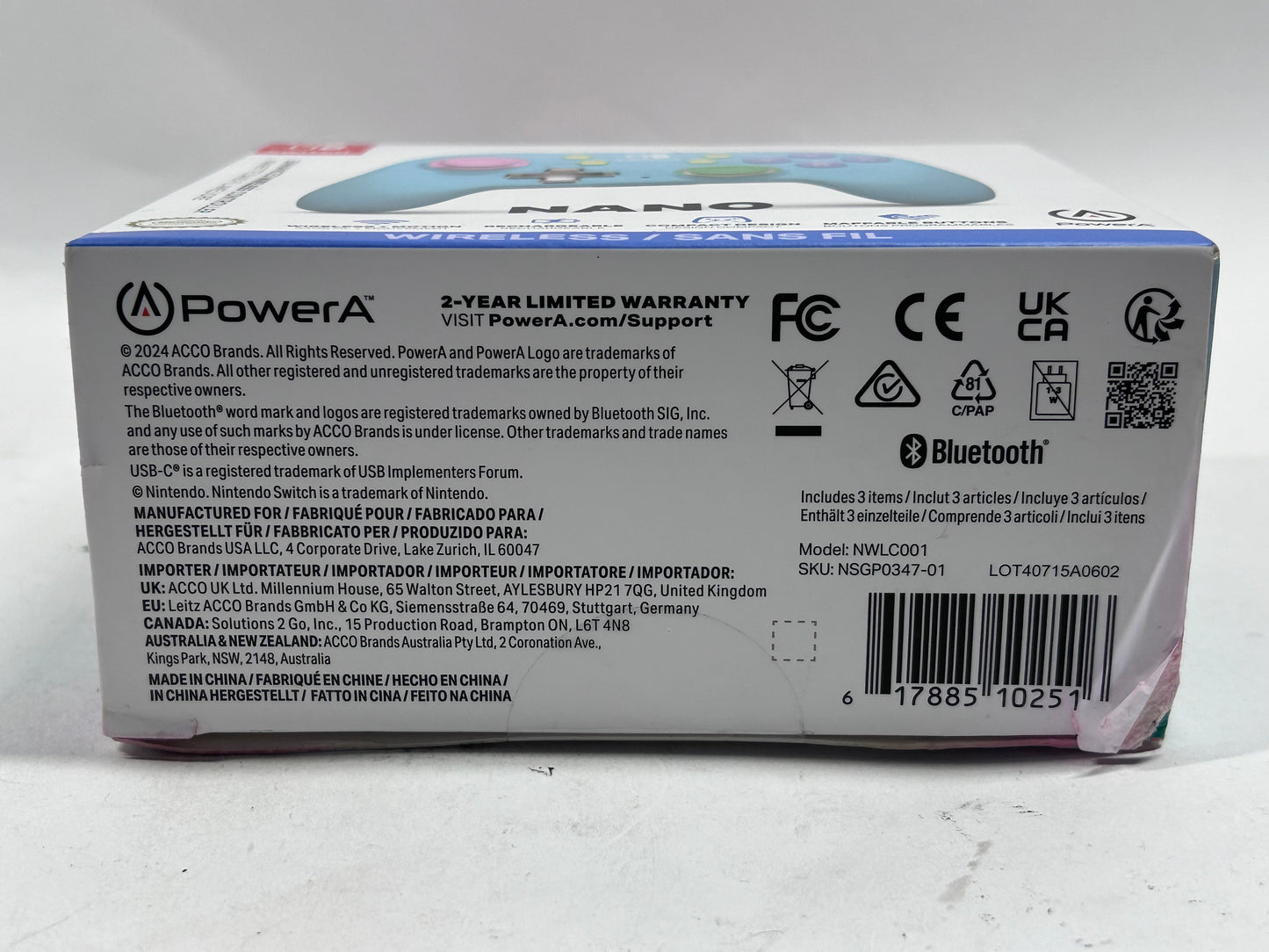 New PowerA NANO Enhanced Wireless Controller For Switch NWLC001