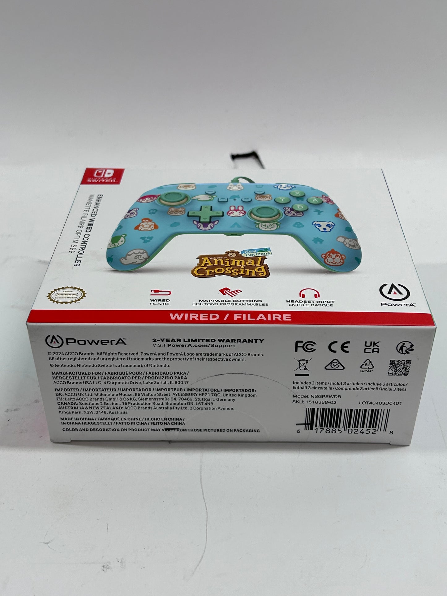 New PowerA Animal Crossing Enhanced Wired Controller for Switch NSGPEWDB