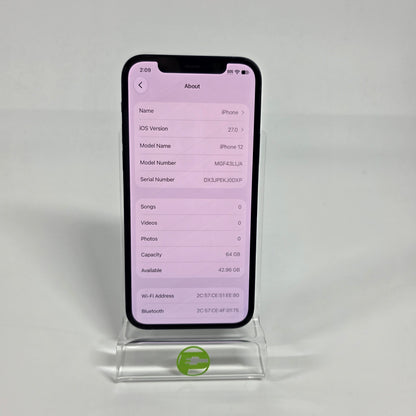 Factory Unlocked Apple iPhone 12 64GB Black MGF43LL/A