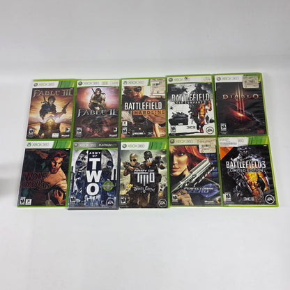 Lot of 10 Action/FPS/Fantasy Xbox 360 Games