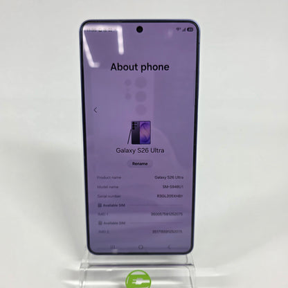 Factory Unlocked Samsung Galaxy S26 Ultra 8GB RAM 256GB MYW93LL/A Cobalt Violet