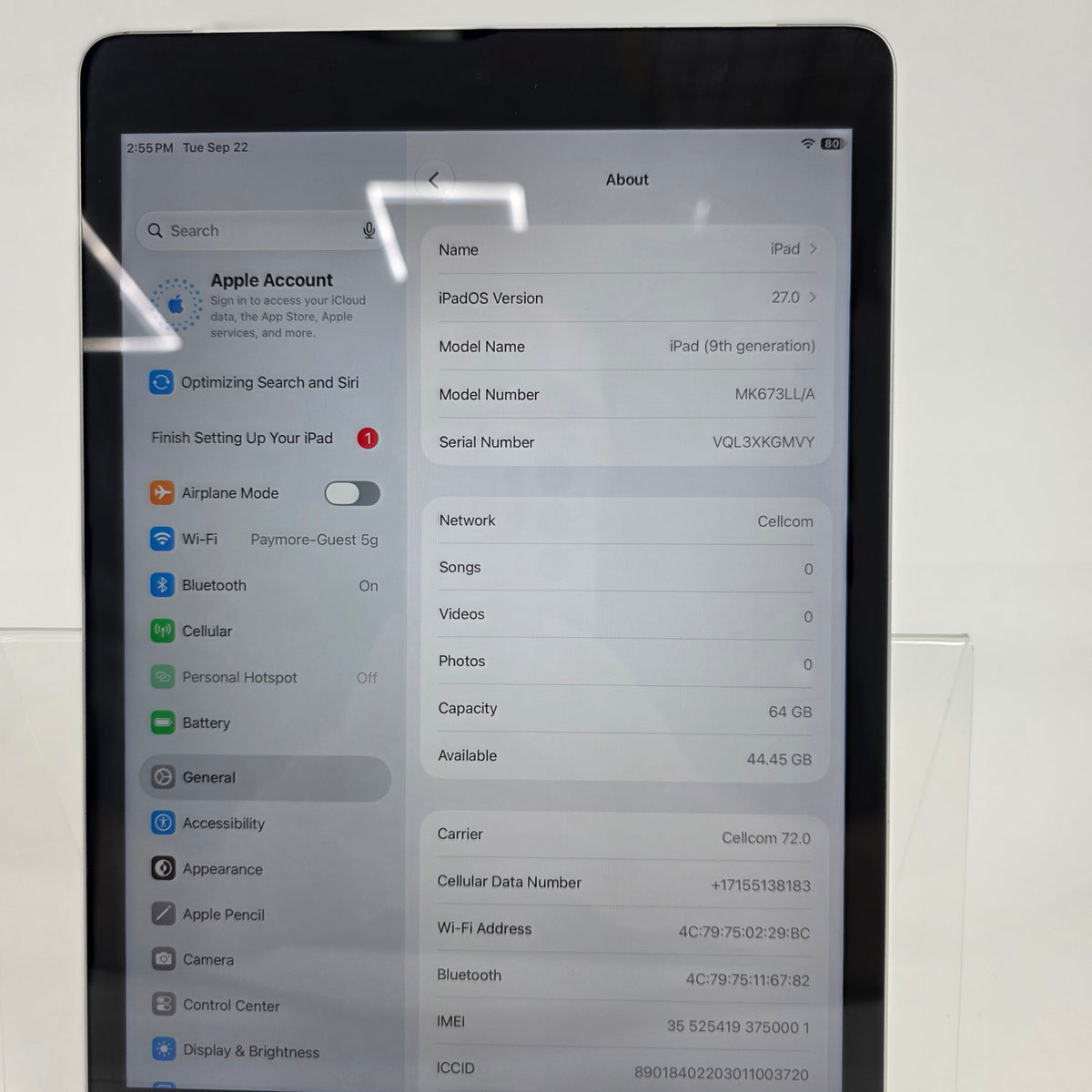 Apple iPad 9th Gen 64GB Space Gray MK673LL/A