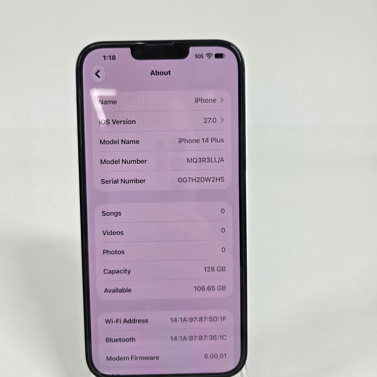 Factory Unlocked Apple iPhone 14 Plus 128GB Midnight MQ3R3LL/A