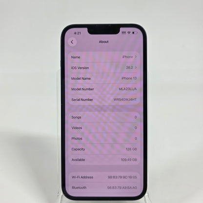 Factory Unlocked Apple iPhone 13 128GB Midnight MLA23LL/A