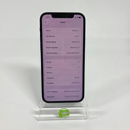 Factory Unlocked Apple iPhone 12 64GB Black MGF43LL/A