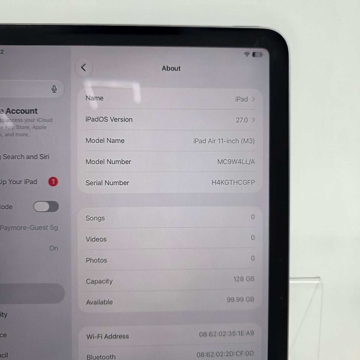 WiFi Only Apple iPad Air 11" M3 128GB Space Gray
