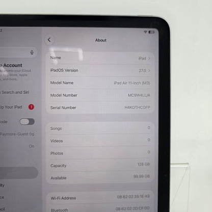WiFi Only Apple iPad Air 11" M3 128GB Space Gray