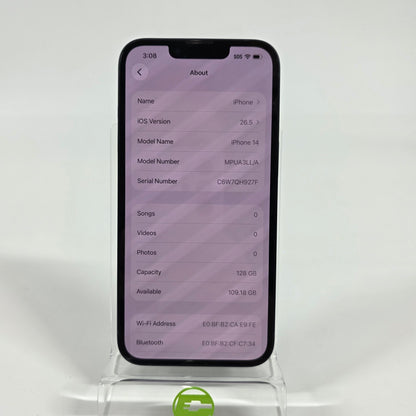 Factory Unlocked Apple iPhone 14 128GB Midnight MPUA3LL/A