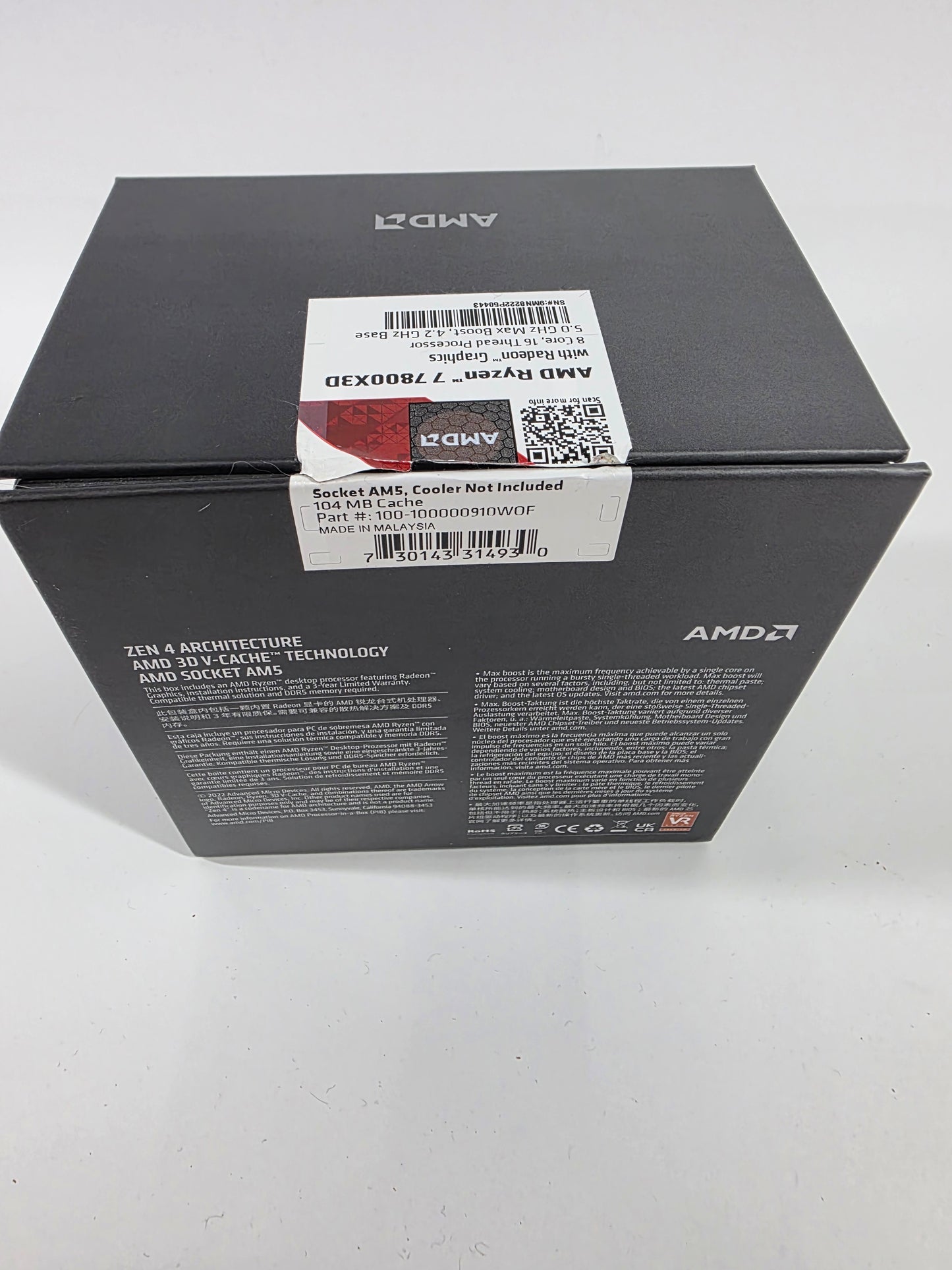AMD Ryzen 7 7800X3D 4.20GHz 8 Core 100-100000910W0F 16 Thread AM5