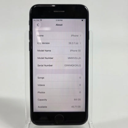 Factory Unlocked Apple iPhone SE 3rd Gen 64GB Midnight MMX53LL/A